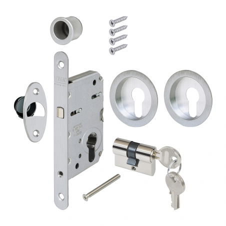 SCRIGNO • KIT CHIUDISCRIGNO Rotonda, maniglia con foro a cilindro europeo