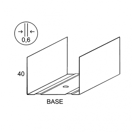 CIPRIANI • CIPRIANI • Guida ad U per pareti. Montante spalla 40 mm - spessore 0,60 mm