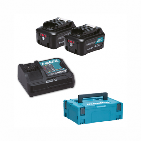 MAKITA • KIT ENERGY 2 Batterie BL1041B (4Ah) + Caricabatteria DC10SB e valigetta MAKPAC 197641-2