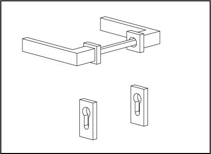 Maniglie SCRIGNO/Maniglia battente con borchia foro cilindro europeo